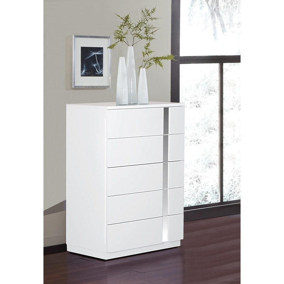 Jody Collection High Gloss Dresser Chest White Jody Collection High Gloss Dresser Chest White