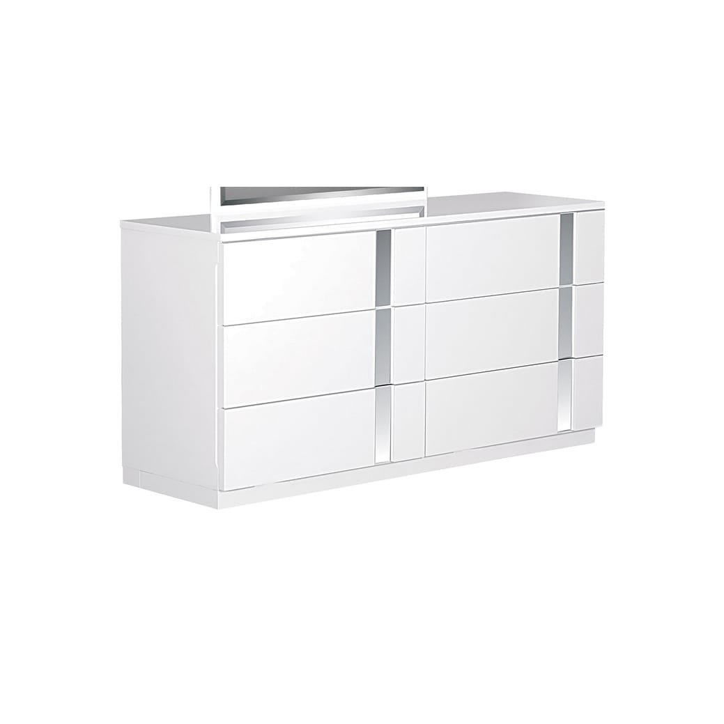 Global Furniture Usa White High Gloss Dresser White Size 6 drawer