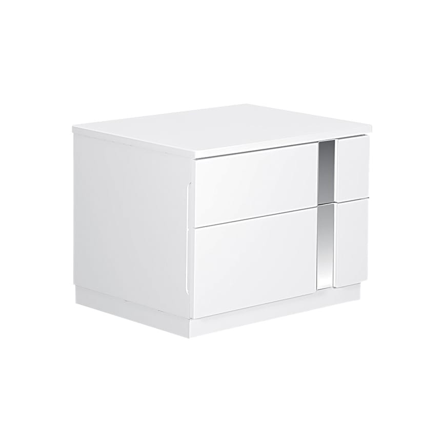 Global Furniture Usa White High Gloss Nightstand White Size 2 drawer