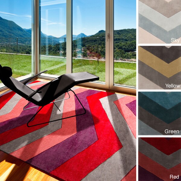 Hand-tufted Chevron Geometric Contemporary Area Rug - 5' x 8'