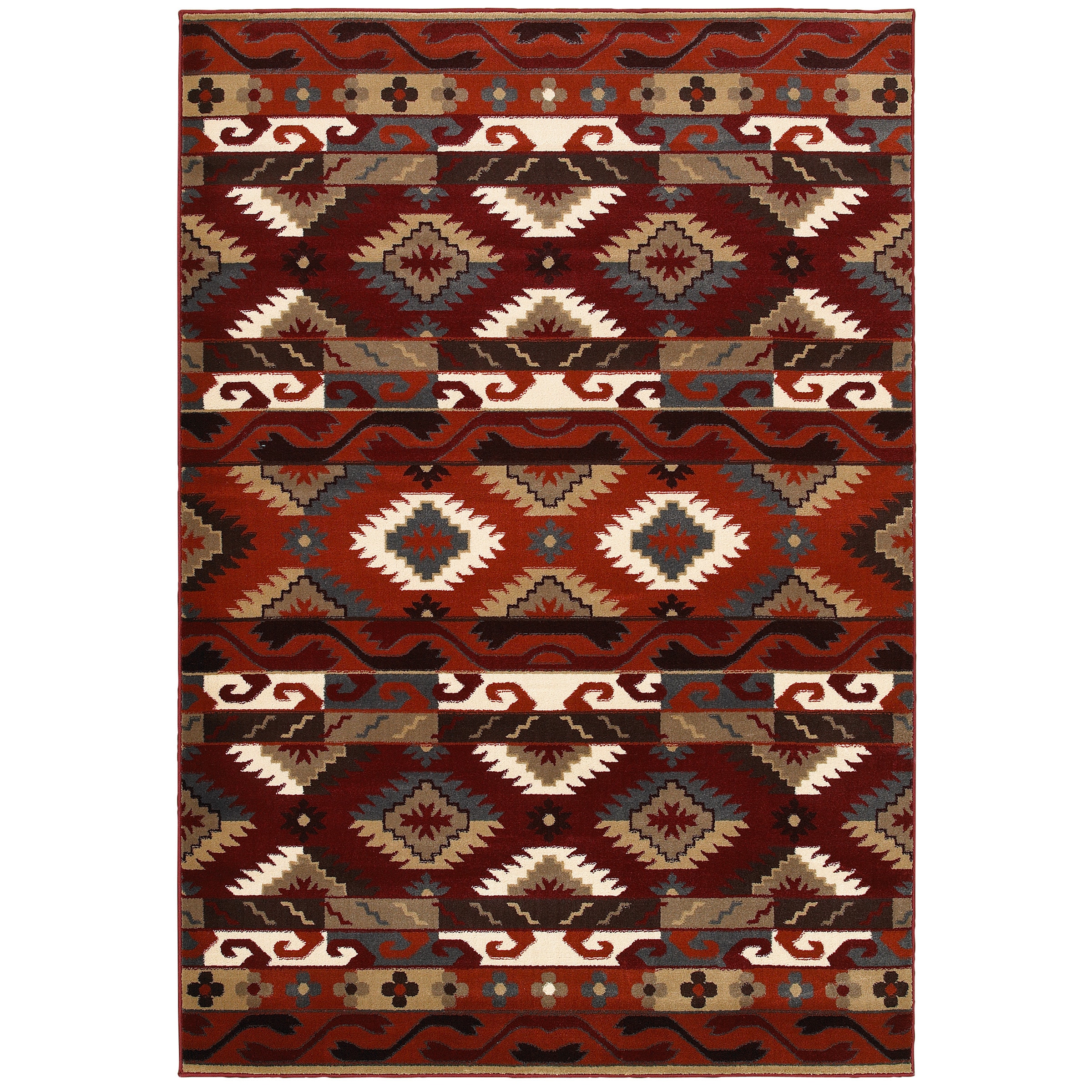 Machine made Southwestern Orange Area Rug (79 X 99)