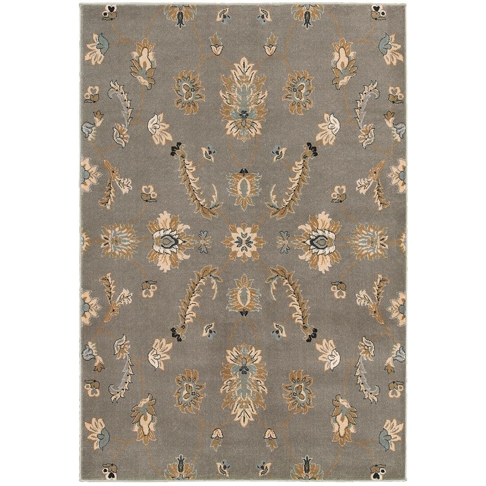 Machine made Transitional Grey Area Rug (79 X 99)