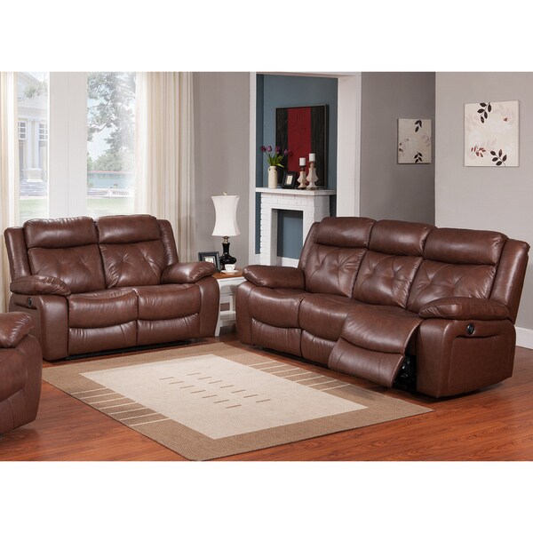 Rivallo Brown 2piece Top Grain Leather Power Reclining