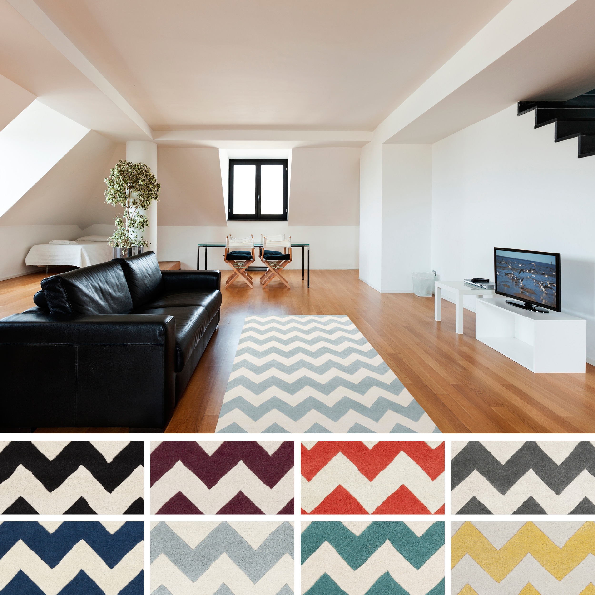 Hand tufted Sally Chevron Wool Area Rug (3 X 5)