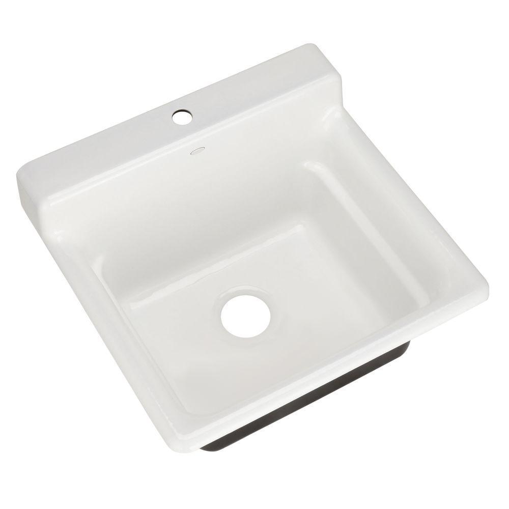 Kohler Bayview Top mount Cast Iron 1 hole White Utility Sink