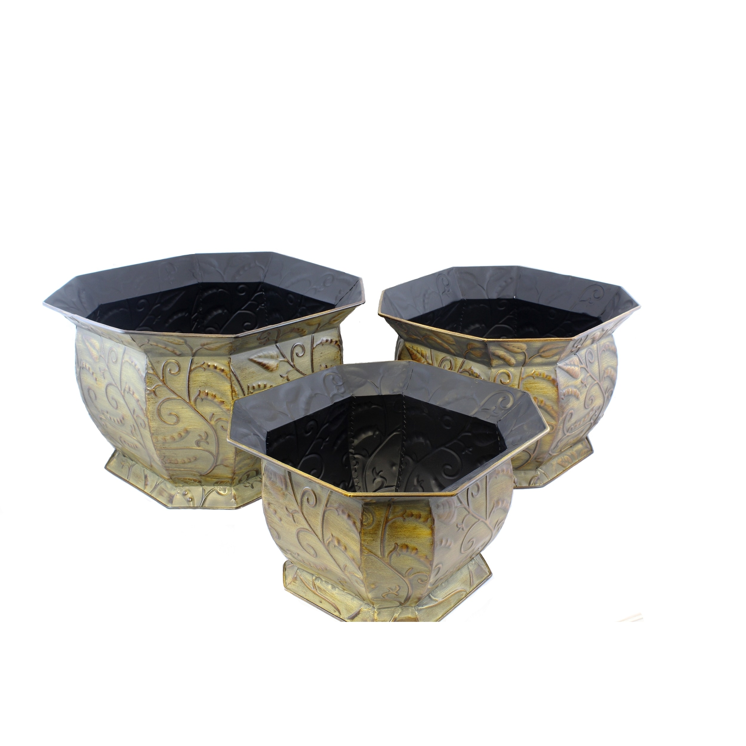 Octagon Metal Garden Planters (set Of 3)