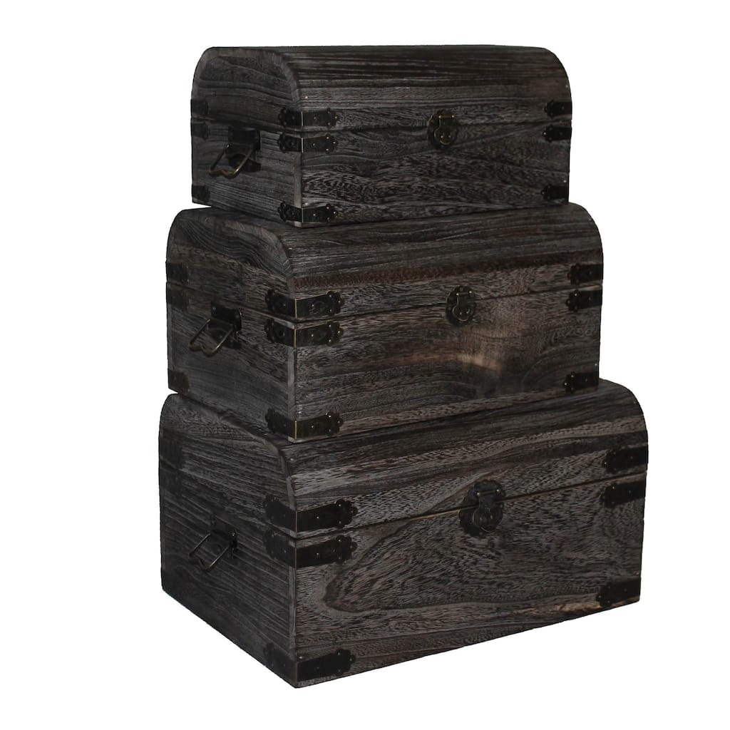 Handmade Dark Brown Nested Wooden Storage Boxes (Set of 3) (China)
