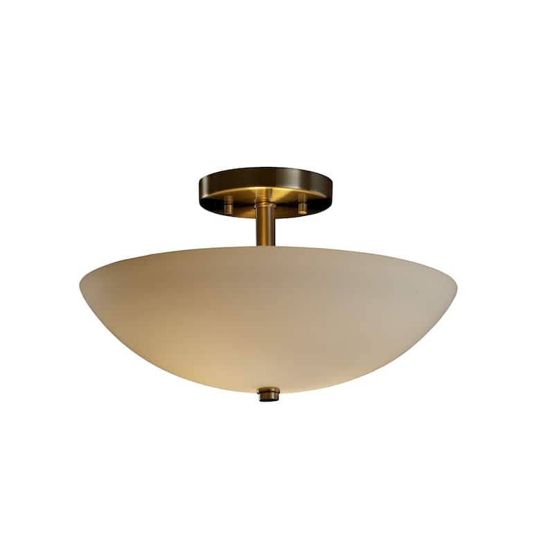 Justice Design Fusion 2-light Brushed Nickel Round Bowl Semi-flush, Opal Shade