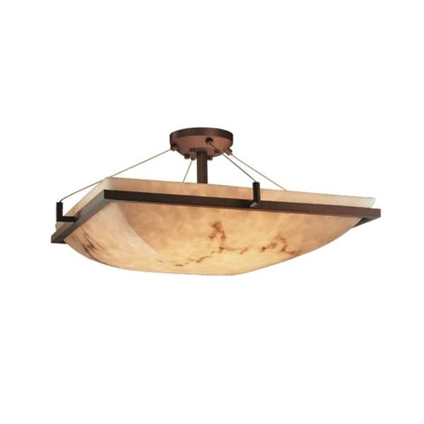 slide 1 of 1, Copper Grove Nierembergia Square Semi-flush Mount with Alabaster Shade