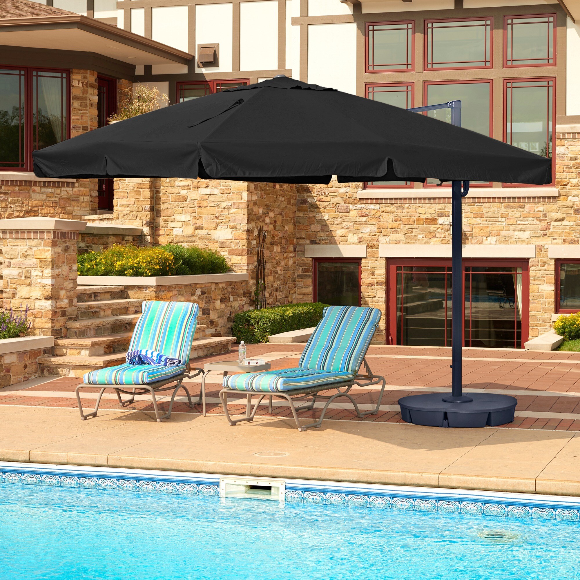 Shop Black Friday Deals On Santorini Ii 10 Foot Square Cantilever Umbrella With Valance On Sale Overstock 9089639