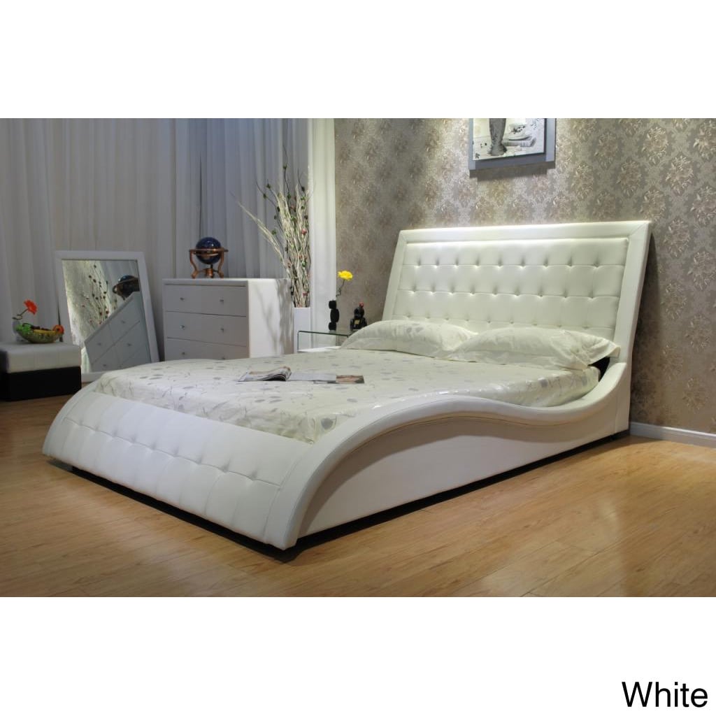 Faux Leather Upholstered Queen size Wave Bed