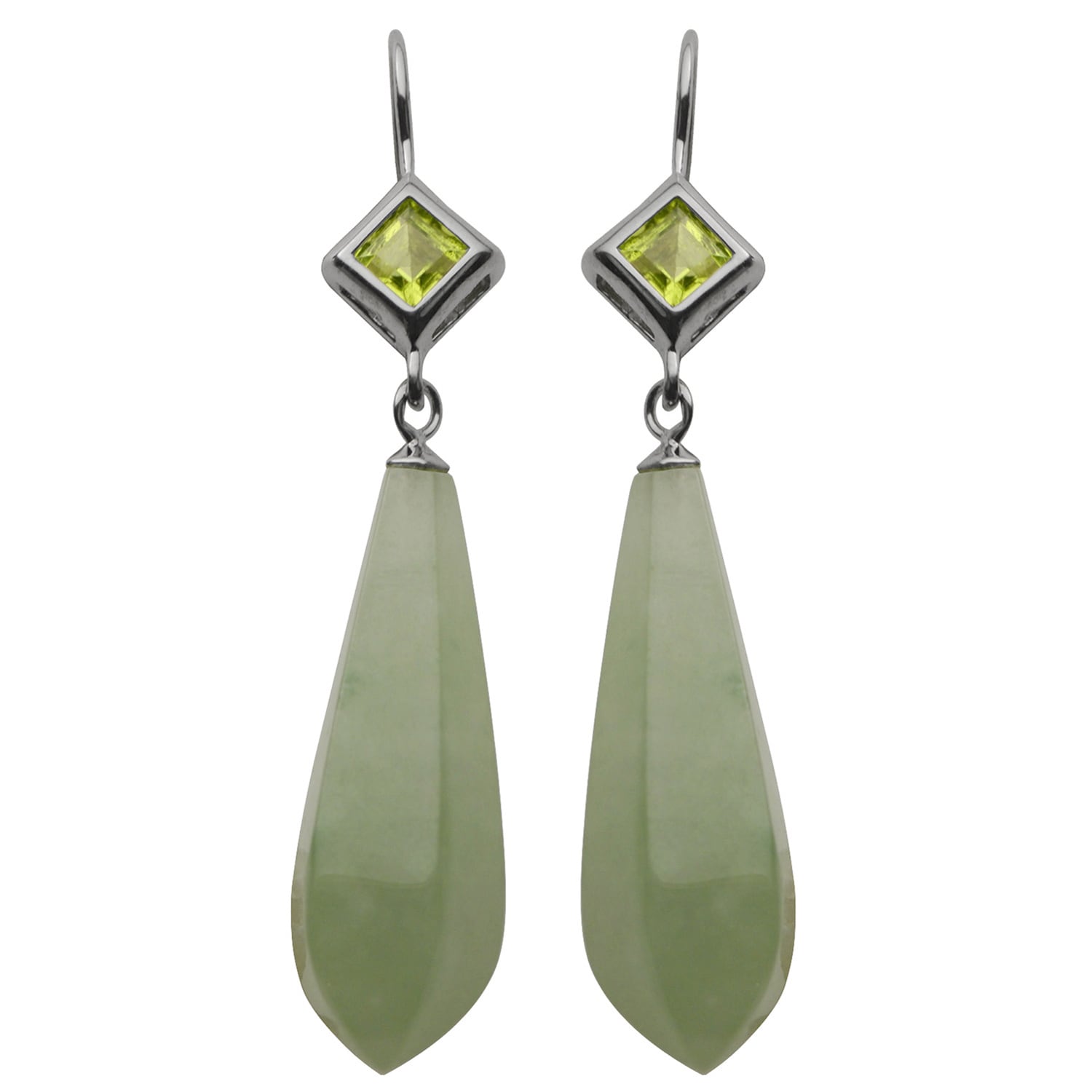 Gems For You Sterling Silver Jade And Peridot Dangle Earrings Free Shipping Today 9089828 Jade And Peridot Dangle Earrings