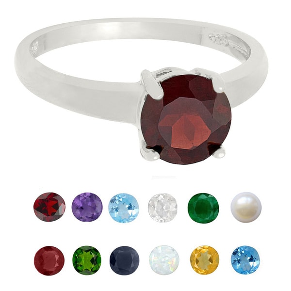 Dolce Giavonna Sterling Silver Birthstone Ring (7 mm)