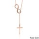 preview thumbnail 2 of 4, Dolce Giavonna Sterling Silver Infinity and Cross Y Necklace Sterling Silver - Rose