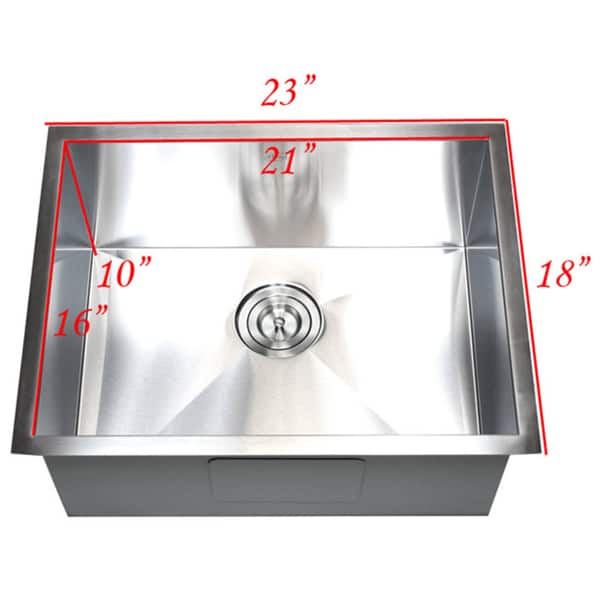 23-inch Single Bowl Undermount Zero Radius Kitchen Bar Island Sink ...