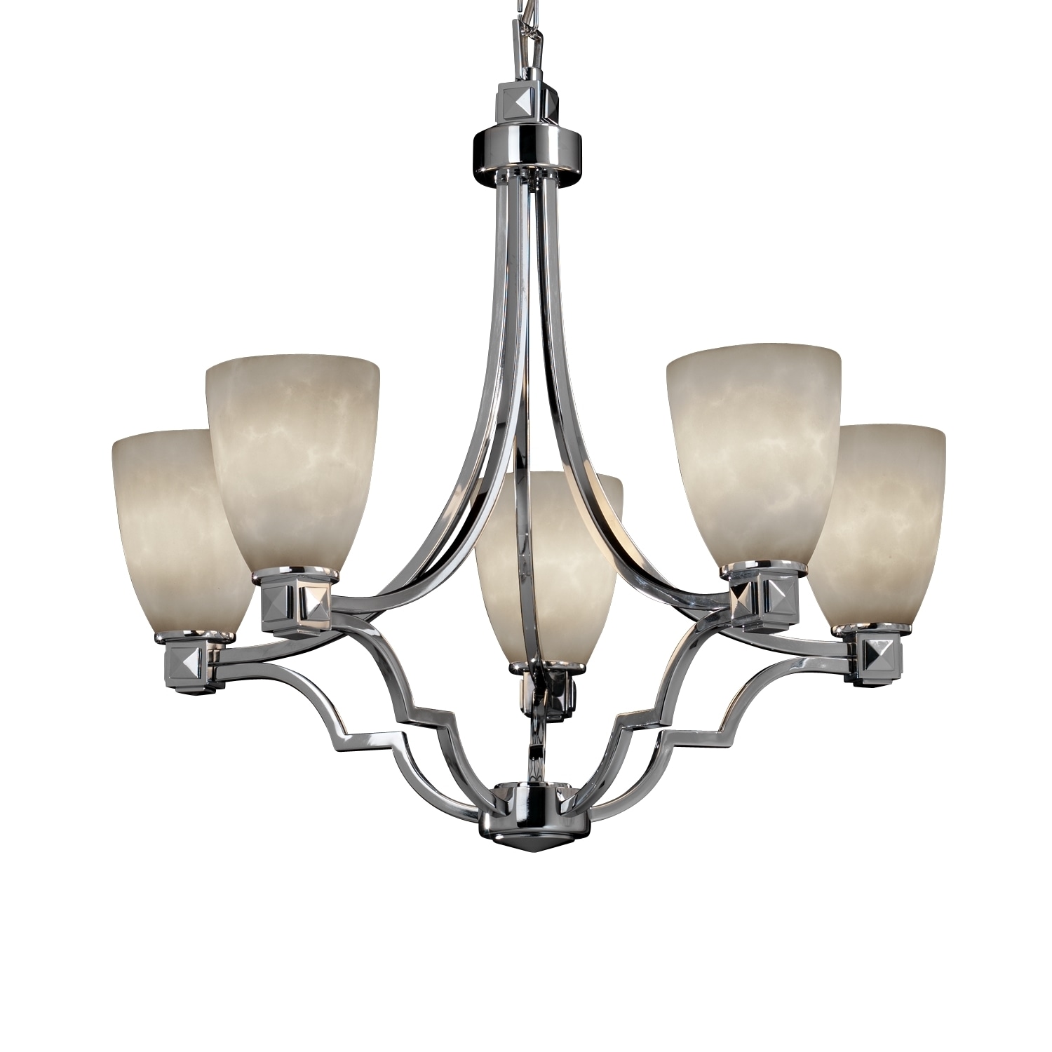Justice Design Group Clouds Argyle 5-light Polished Chrome Chandelier, Clouds Tapered Cylinder Shade (Clouds Resin with Polished Chrome) - Chandeliers For Bedrooms by Overstock.com