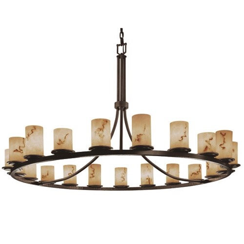 Justice Design Group LumenAria Dakota 21-light Dark Bronze Chandelier, Faux Alabaster Cylinder - Flat Rim Shade (Faux Alabaster Resin with Dark - Chandeliers For Bedrooms by Overstock.com