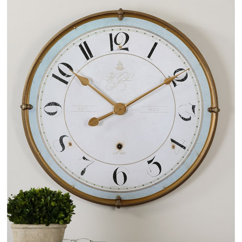 Uttermost Torriana Antiqued Goldtone and Ivory Wall Clock