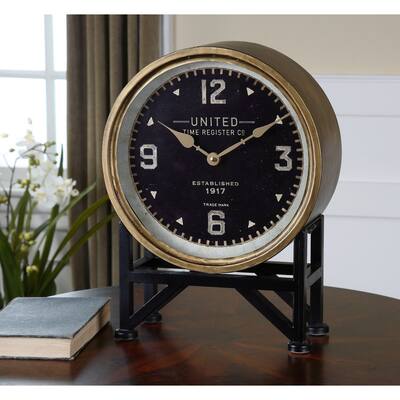 Uttermost Shyam Iron and Glass Vintage-inspired Mantle Clock