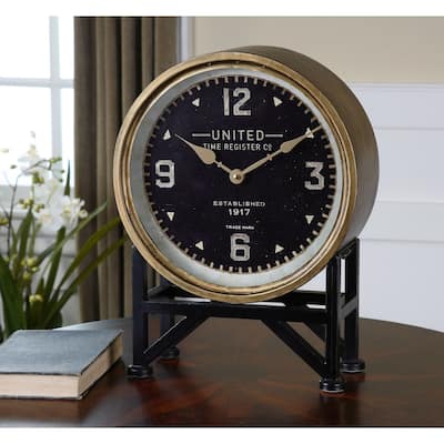 Uttermost Shyam Iron and Glass Vintage-inspired Mantle Clock