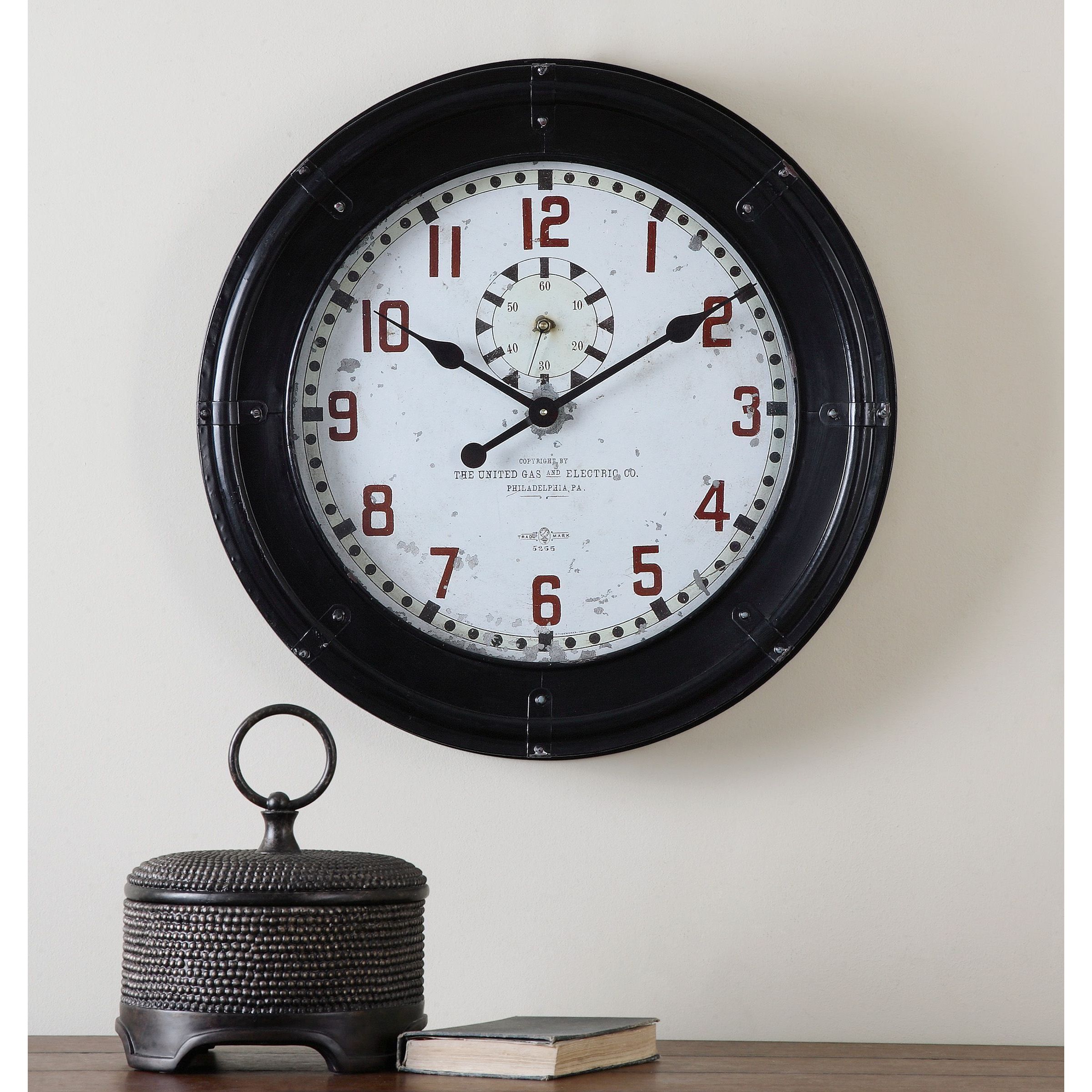 Philly Iron/mdf/glass Clock