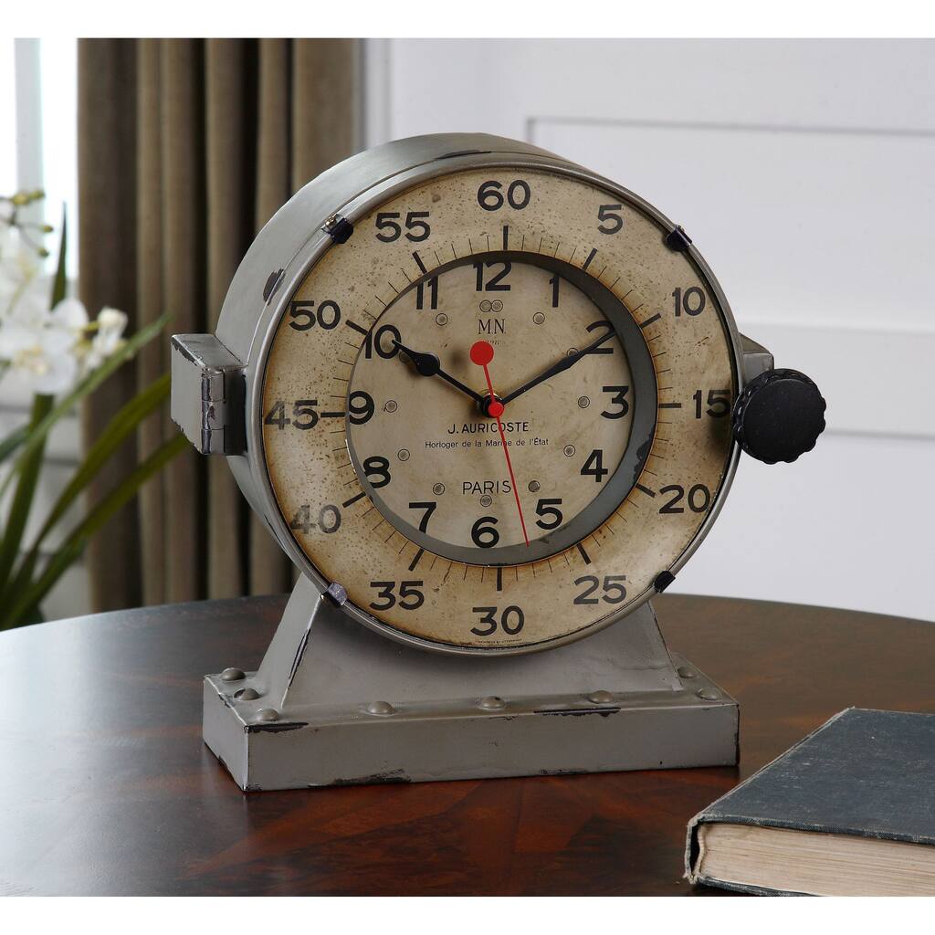 Uttermost Marine Distressed Grey Nautical Mantle Clock