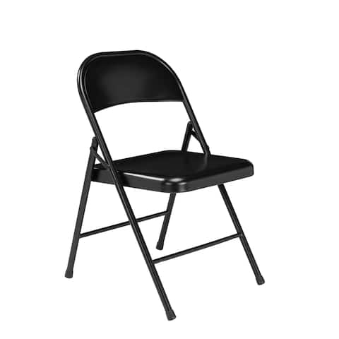 (4 Pack) Commercialine All Steel Folding Chair, Black
