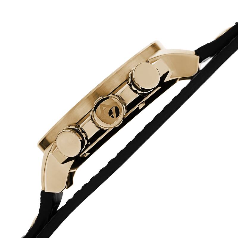 Akribos XXIV Men's Tachymeter Multifunction Leather Gold-Tone Strap Watch