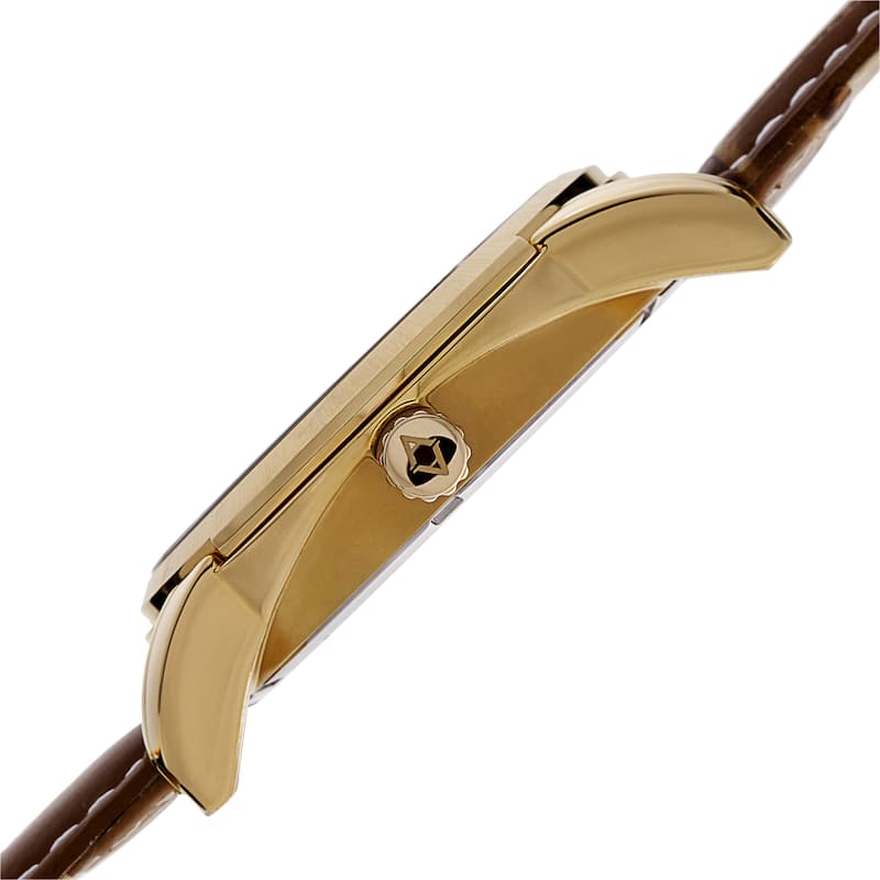 Akribos XXIV Men's Multifunction Step Dial Leather Gold-Tone Strap Watch