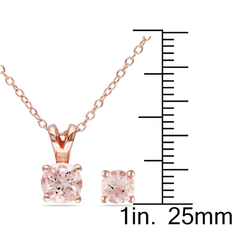 Miadora Rose Plated Silver 1 4/5ct TGW Morganite Necklace and Earrings Set