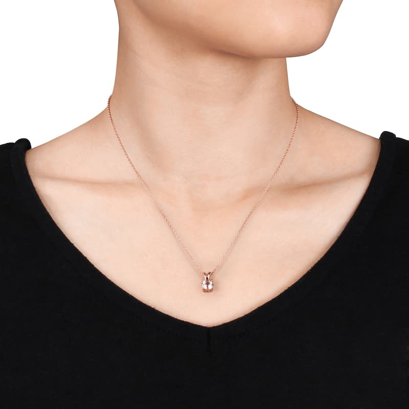 Miadora Rose Plated Silver 1 4/5ct TGW Morganite Necklace and Earrings Set