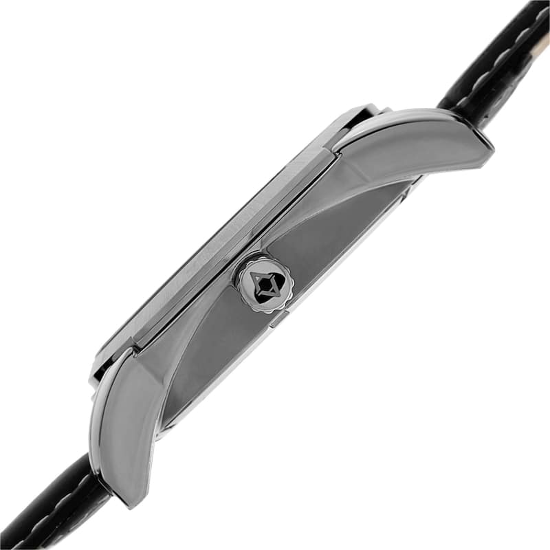 Akribos XXIV Men's Multifunction Step Dial Leather Silver-Tone Strap Watch