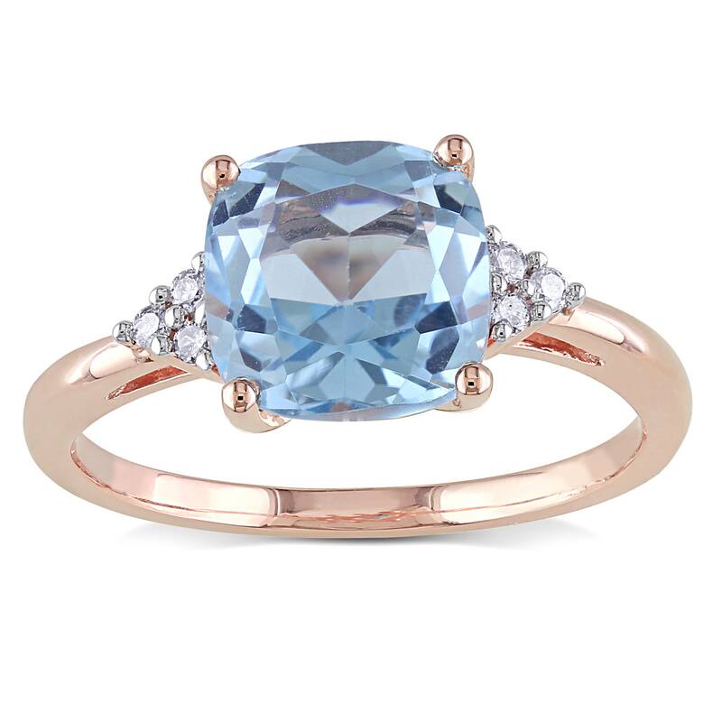 Miadora 10k Rose Gold Sky Blue Topaz and Diamond Accent Cocktail Ring - 5