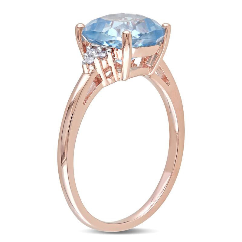 Miadora 10k Rose Gold Sky Blue Topaz and Diamond Accent Cocktail Ring