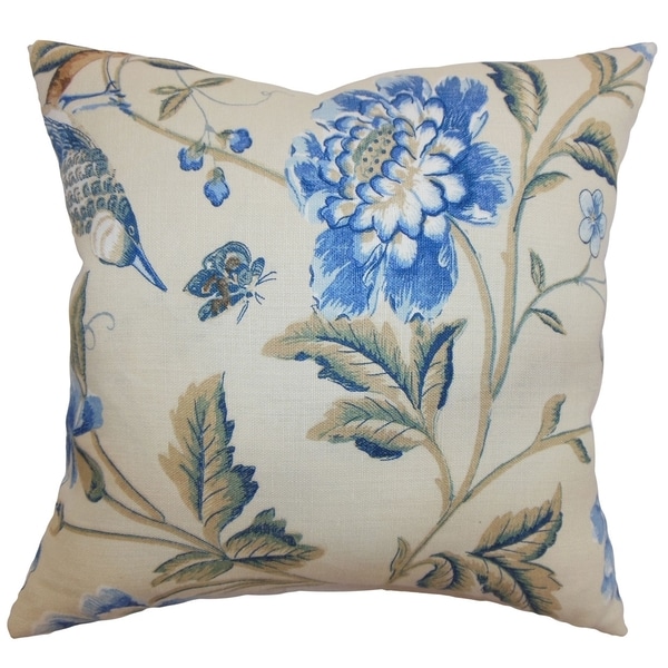 Regina Blue and Green Floral Throw Feather and Down Filled Throw Pillow - Free Shipping Today ...