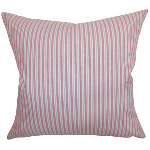 Debrah Pink Stripes Feather and Down Filled Throw Pillow - - 9090947