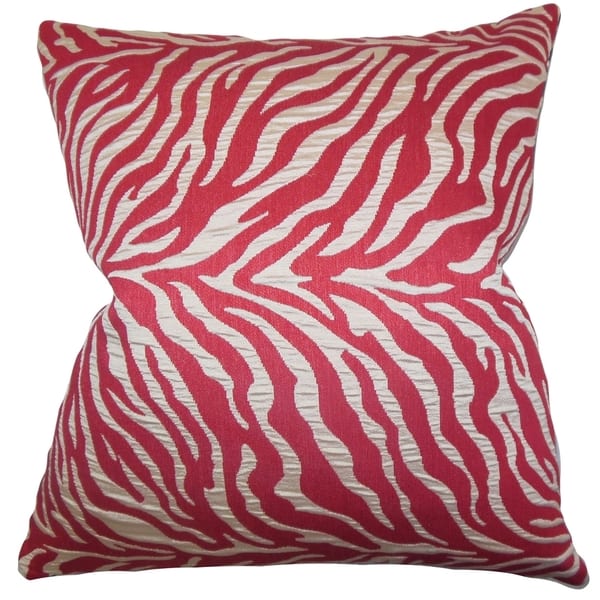 Helaine Pink Zebra Print Feather and Down Filled Throw Pillow