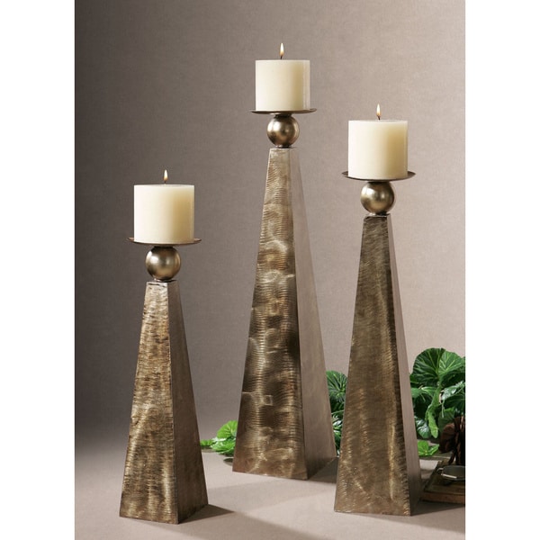 Shop Uttermost Cesano Rustic Bronze Candle Holders (Set of 3