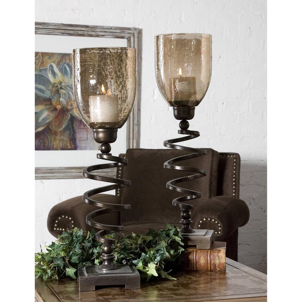 Uttermost Antiqued Spiral Twist Candleholders (Set of 2)