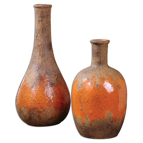 Uttermost Kadam Orange Ceramic Vases (Set of 2)
