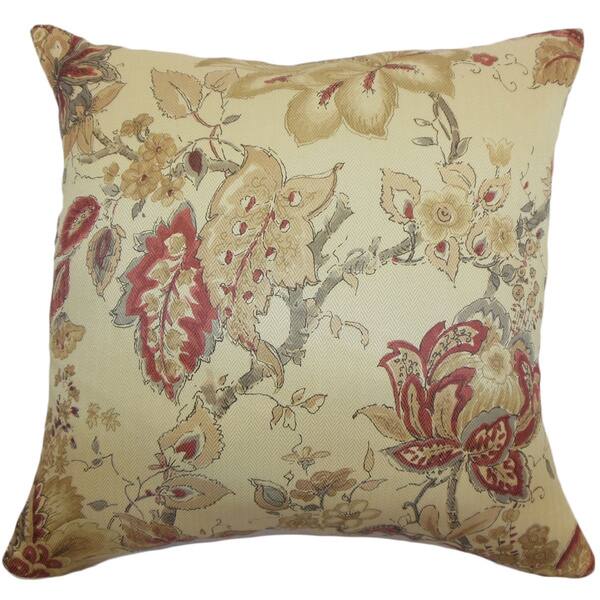 The Pillow Collection Helena Floral Pillow Burgundy 