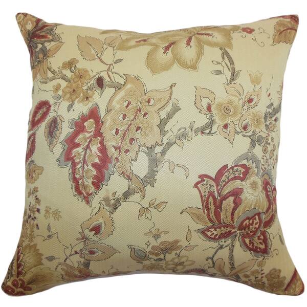 The Pillow Collection Helena Floral Pillow Burgundy The Pillow Collection Helena Floral Pillow Burgundy
