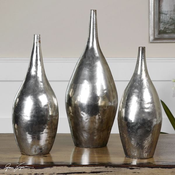 Uttermost Metal Rajata Vases (Set of 3)