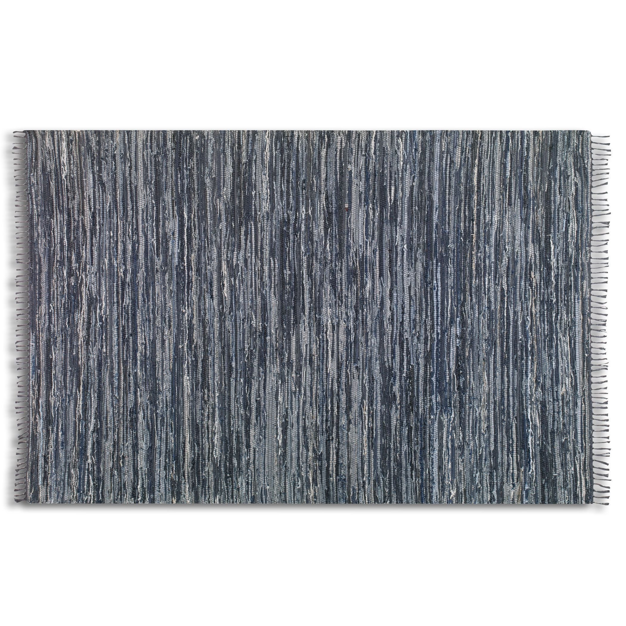 Stockton Black Rescued Denim Rug (5 X 8)