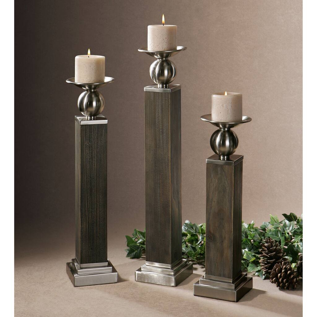 Uttermost Hestia Light Wood Candleholders (Set of 3)