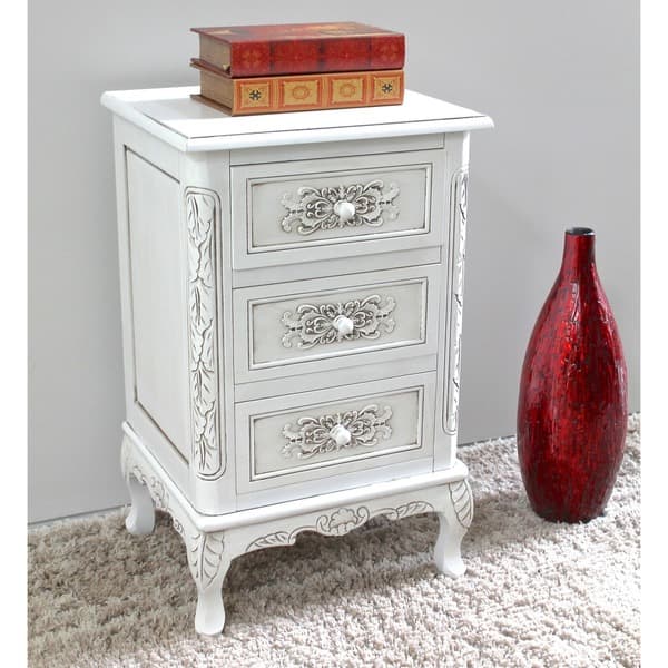 International Caravan Carved Wood Three End Table