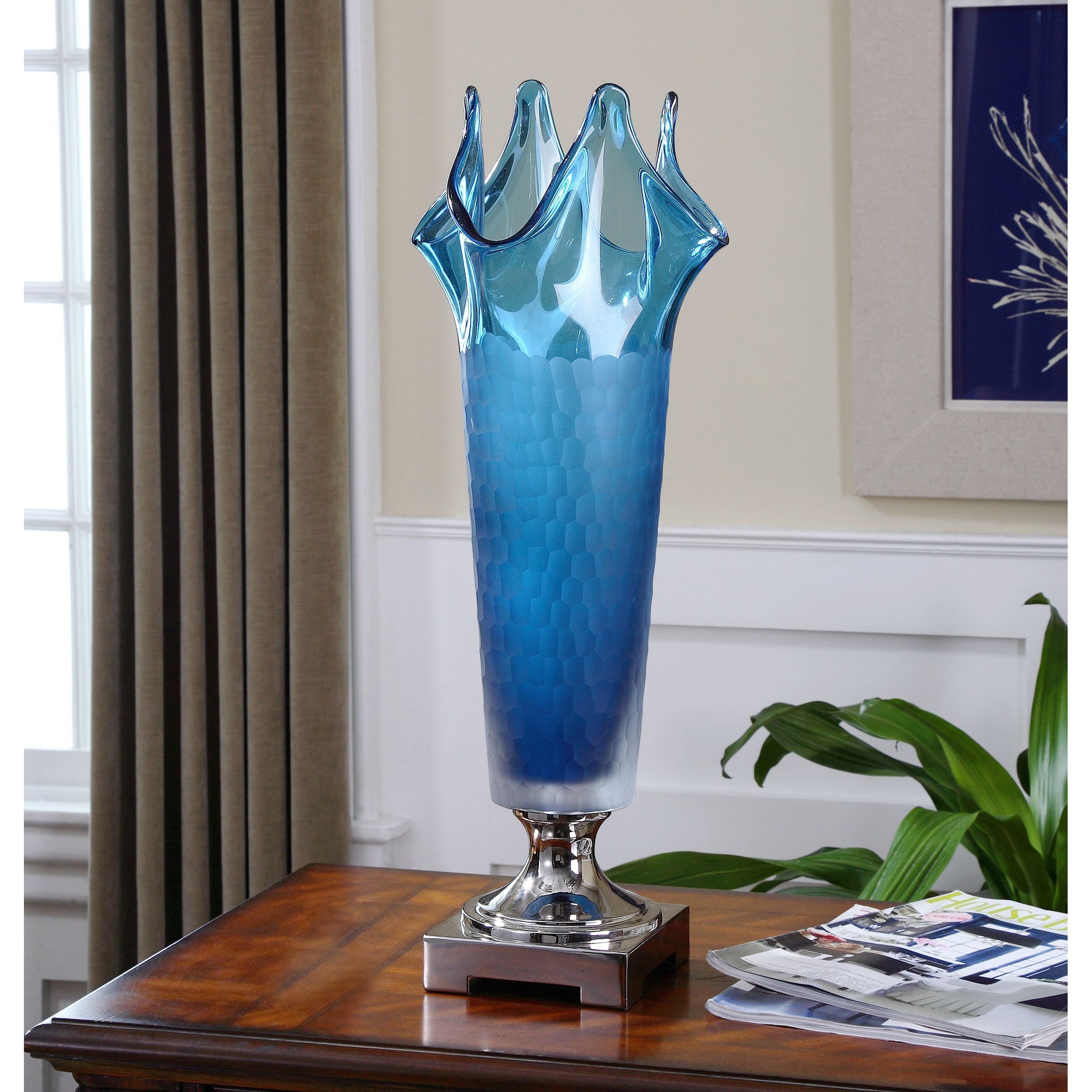 piece Green Mercury Glass Stem Vase Set   16595507  
