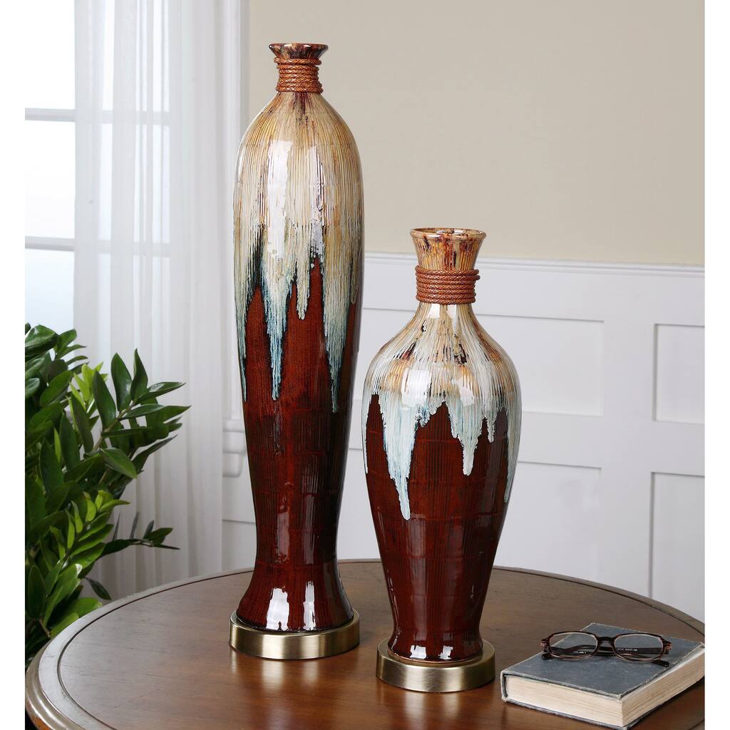 Uttermost Aegis 2-piece Glazed Ceramic Vase Set