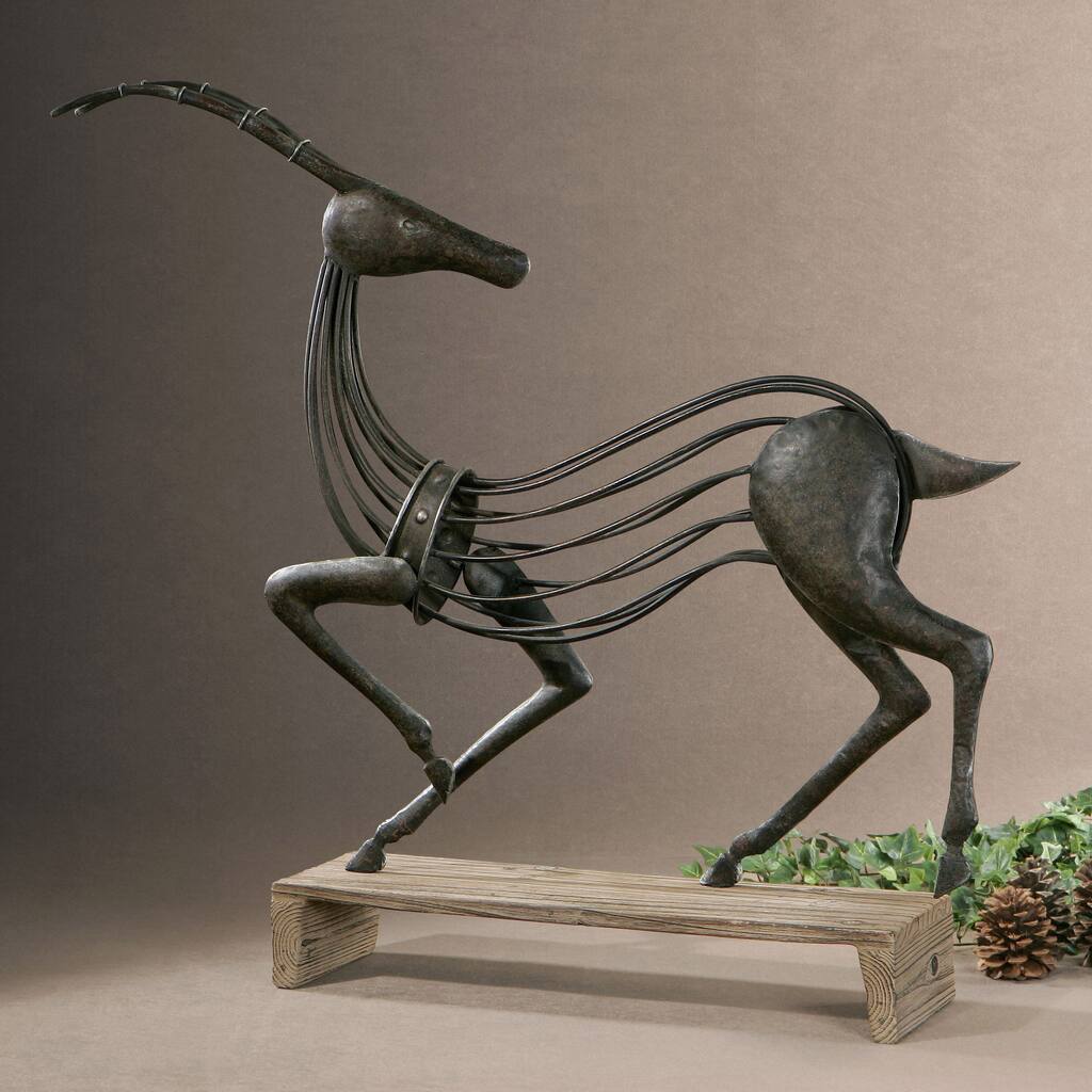 Uttermost Mahogany Metal Gazelle Figurine