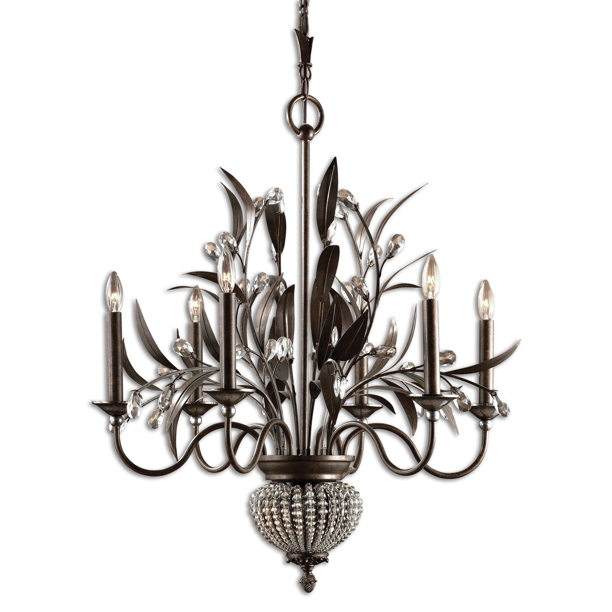 Uttermost Cristal De Lisbon 6-light Brass Chandelier (Cristal de Lisbon, 6+2 Lt Chandelier) - Chandeliers For Bedrooms by Overstock.com
